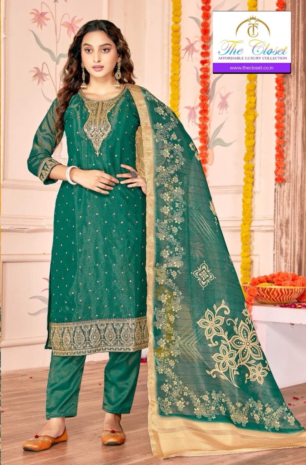 Beautiful Suit Set crafted with fine Embroidery work on full suit