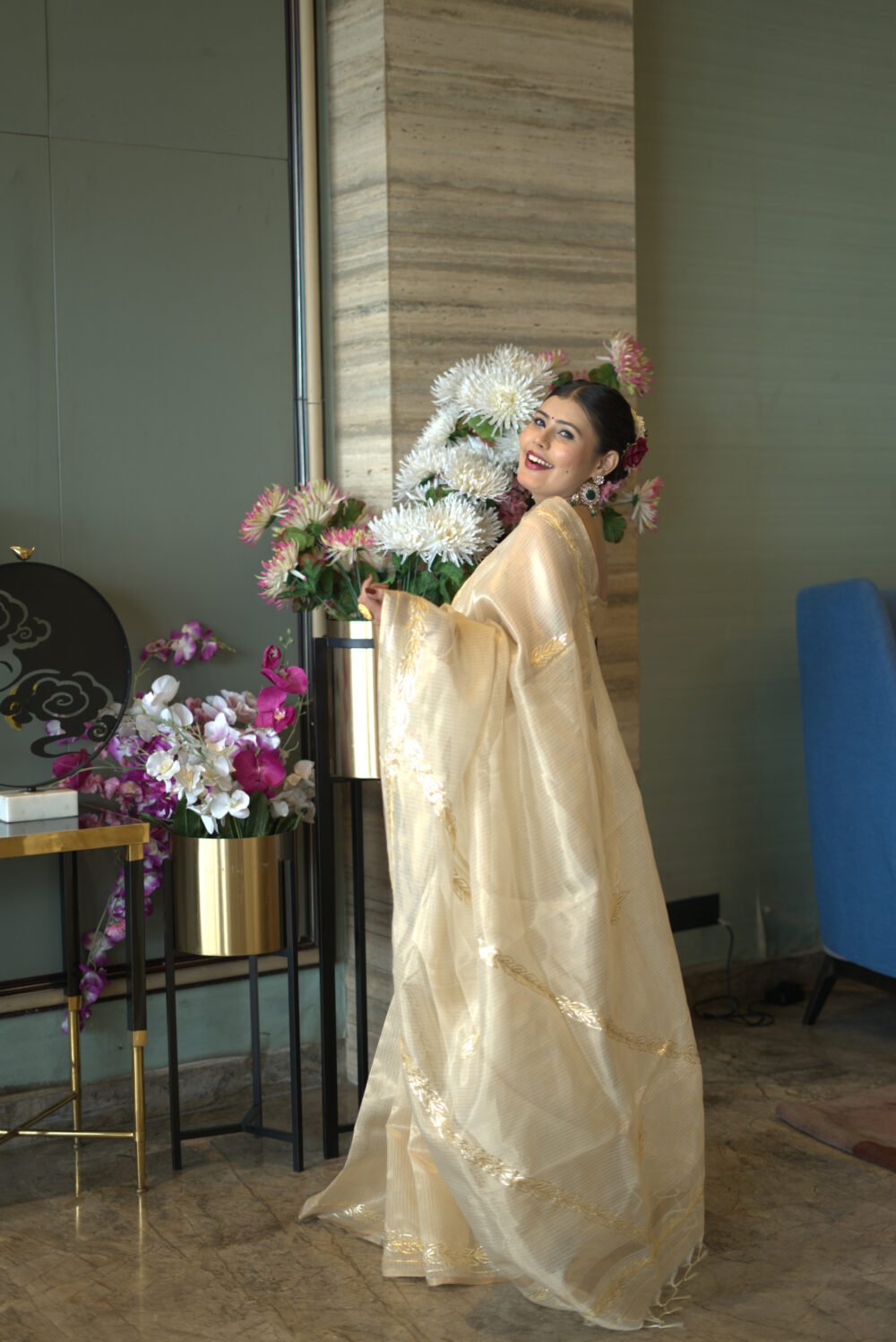 Golden Saree that radiates elegance and charm