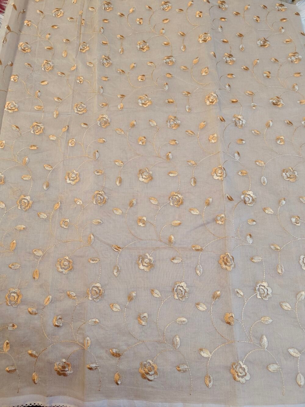 Beige Color Saree with Overall Thread Work
