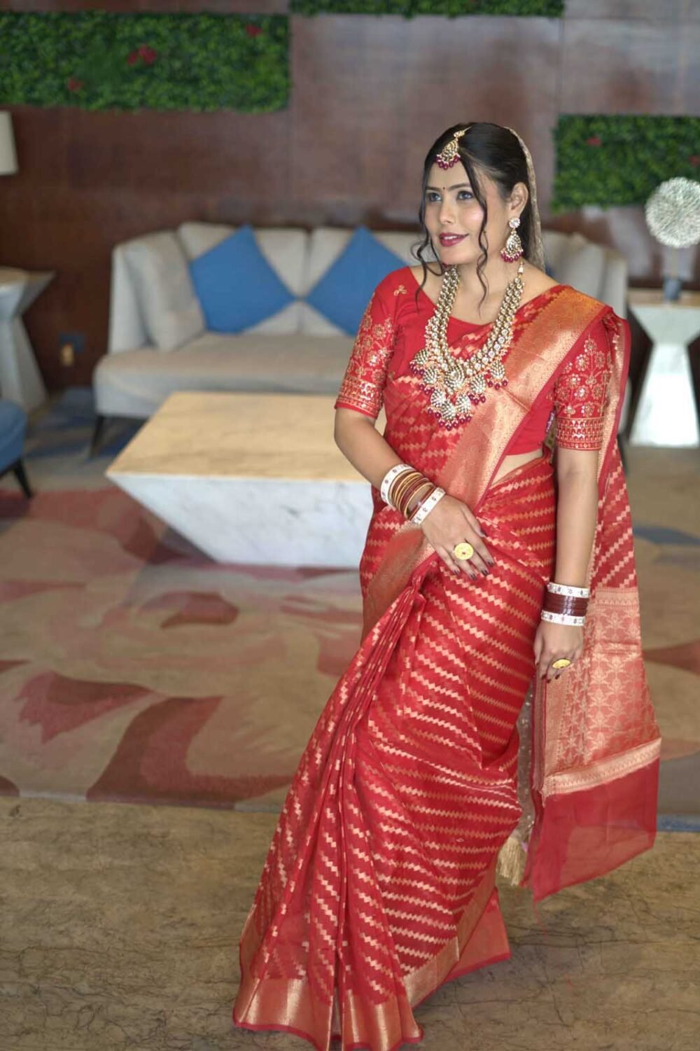 Stunning Red Saree l The Closet Saree - Image 2