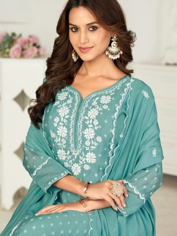 Insta-Ready Ensemble Sea Green Suit with Pant & Dupatta