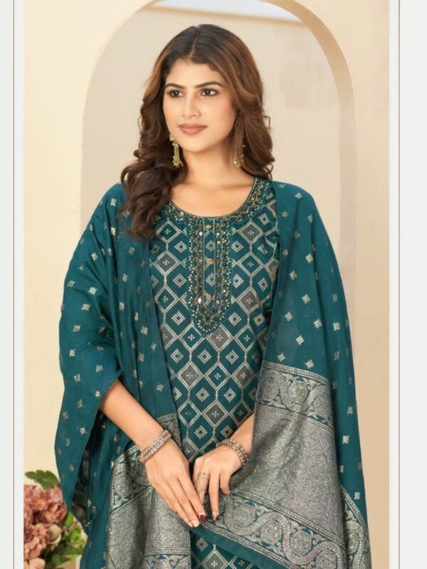 The Deep Turquoise Partywear Suit Set