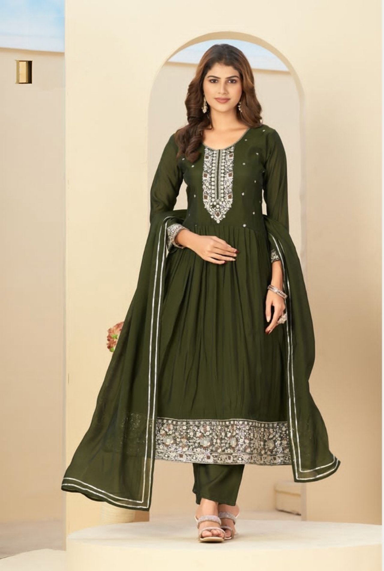 The Bottle Green Semi Silk Suit
