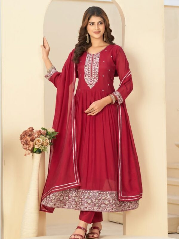 The Power of Red Semi Silk Suit