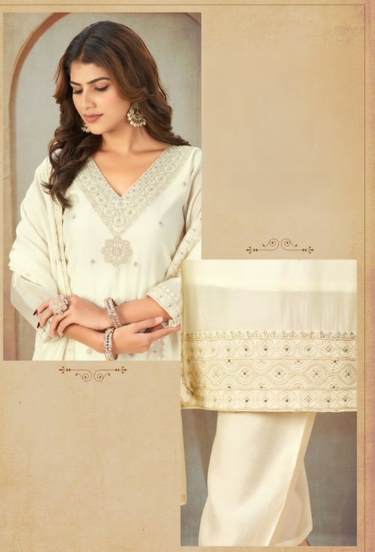 The Elegant White Semi Silk Suit