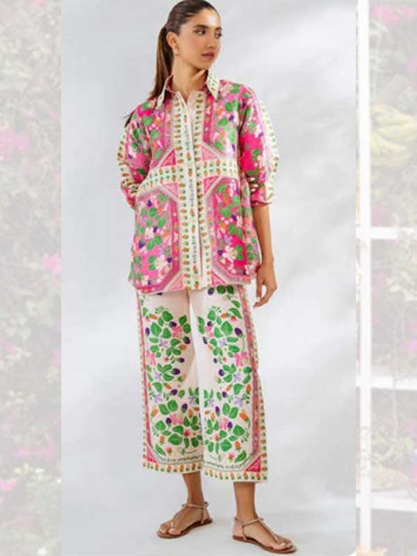 Leaf Design Printed Co-ord Set for Women