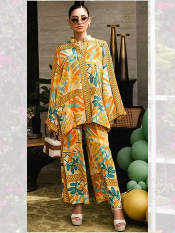 Fashion-Forward Soft Crepe Co-ord Set with Bold Design