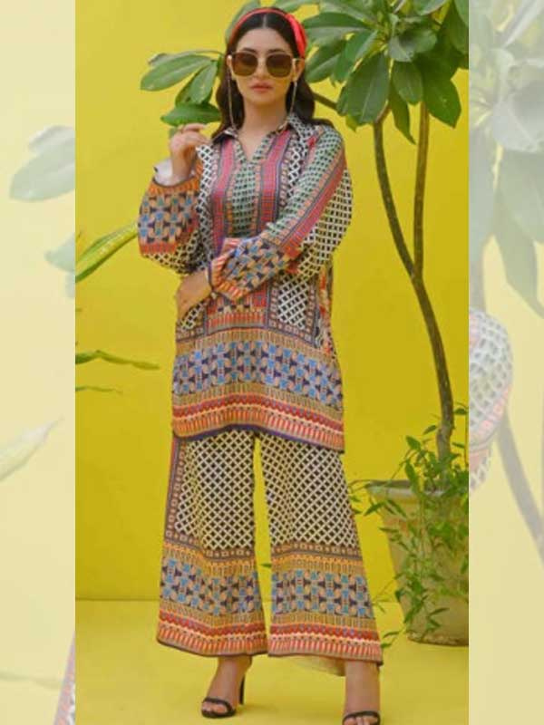 Geometric Print Party Wear Co-Ord Set for Women