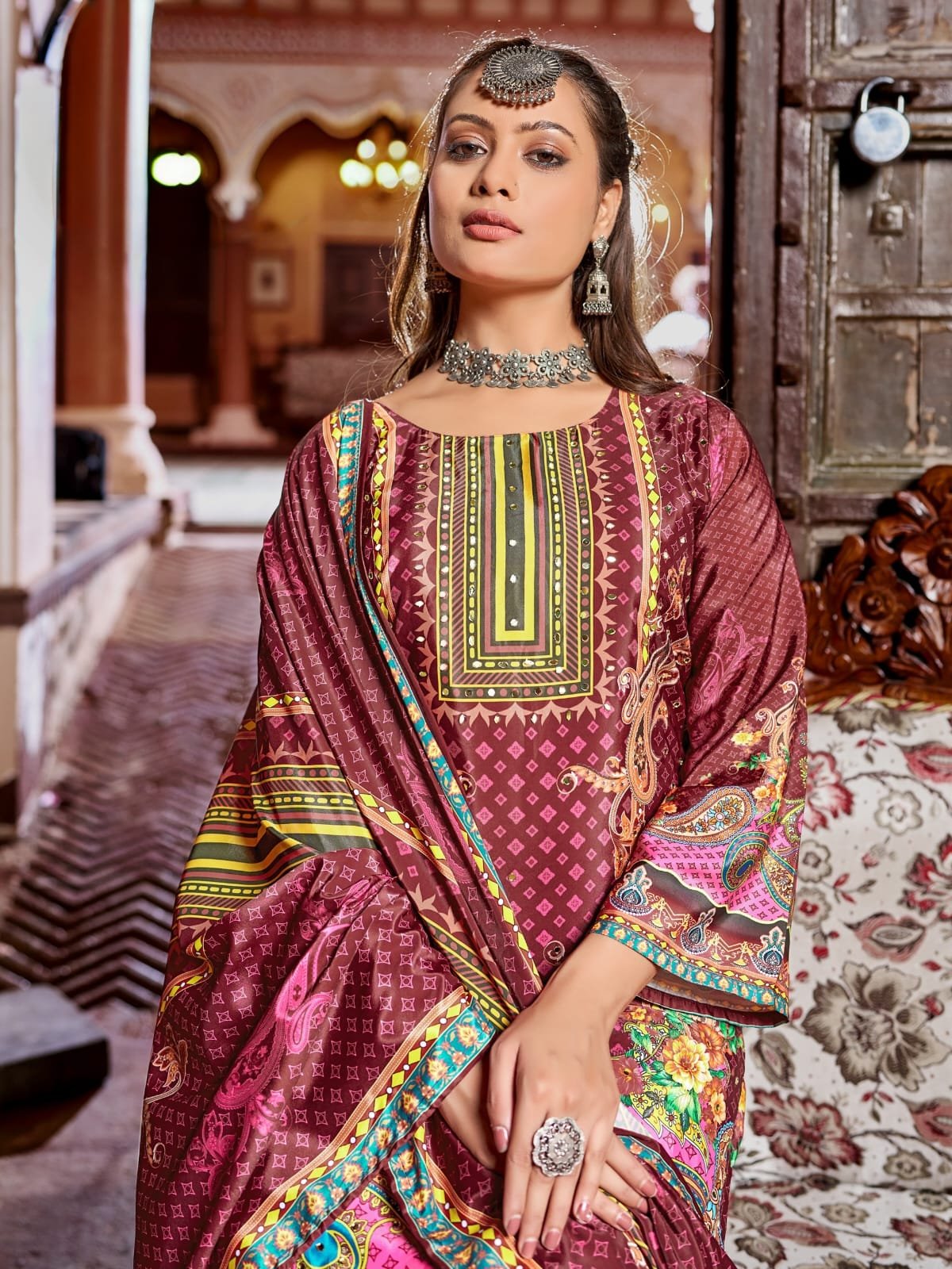Pakistani Suit With Sharara – Crape Silk Digital Print