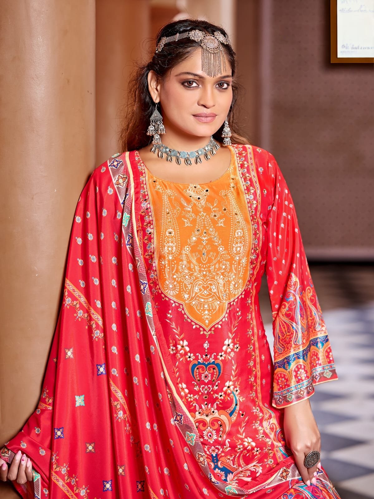Pakistani Suit With Sharara – Pure Crape Silk Digital Print