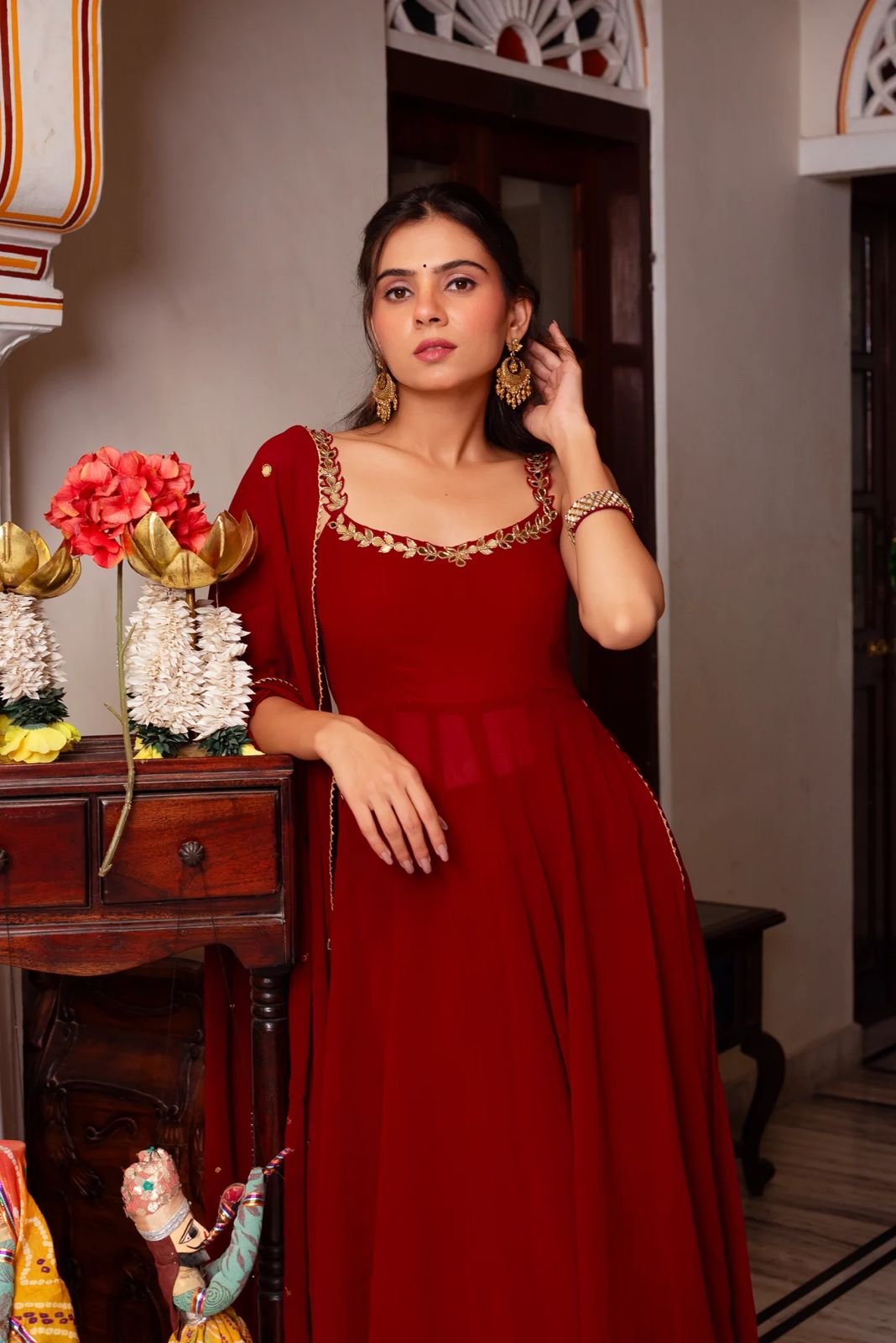 Bold & Beautiful Red for Fashion Lovers ♥️ Red Mirror Work Kurta Palazzo Set for Women