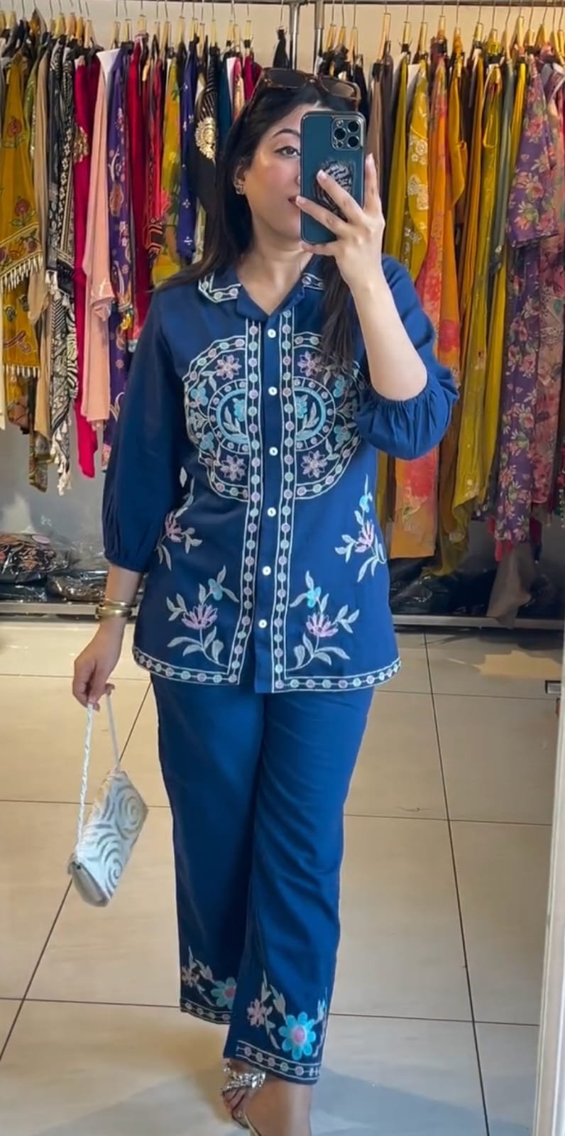 Classic Cotton Flex Embroidered Co-Ord Set for Women
