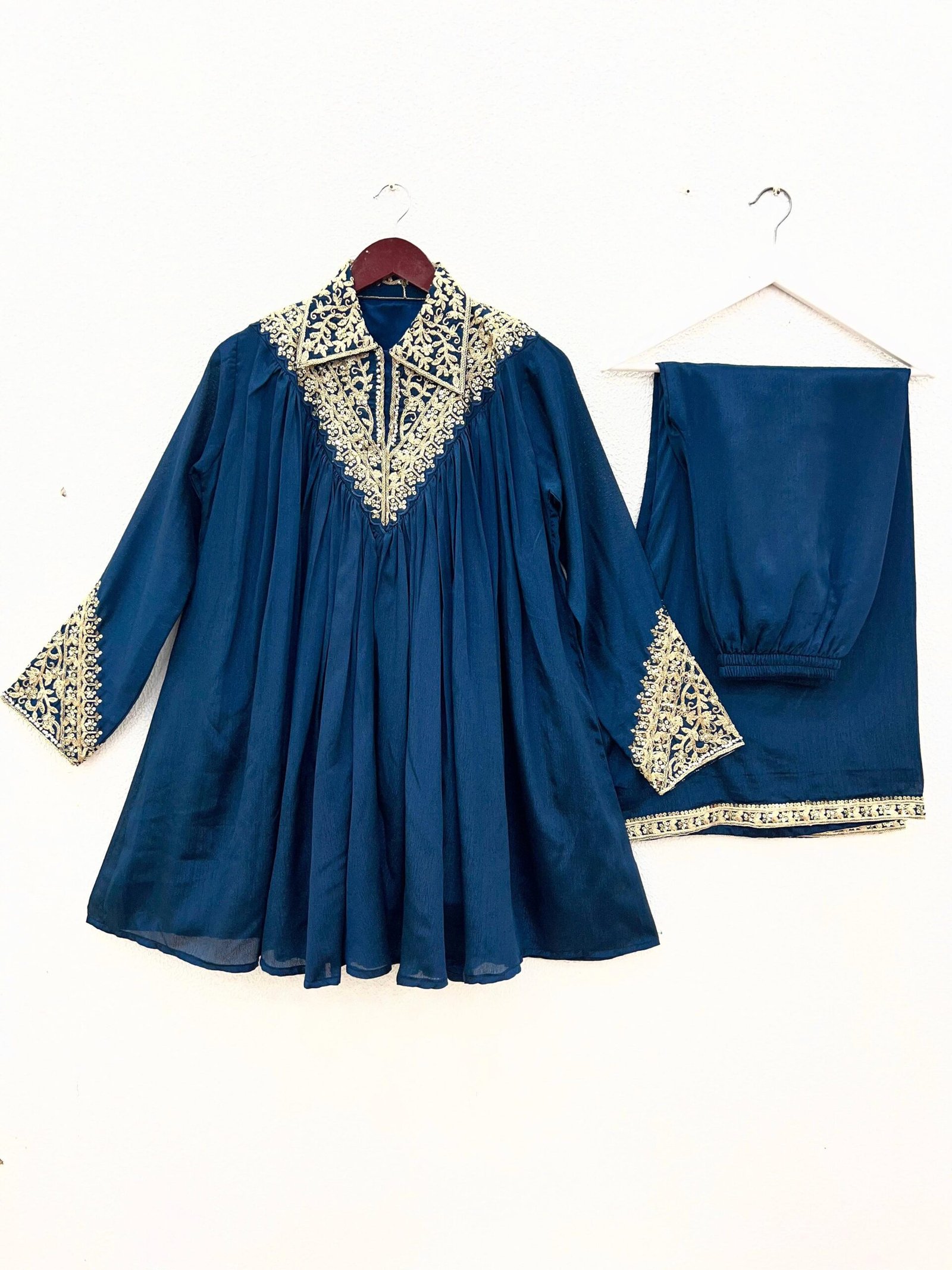 Cord Set for Women – Heavy Chinon Embroidery Sequence Work Top & Plazzo Set (M-XXL)