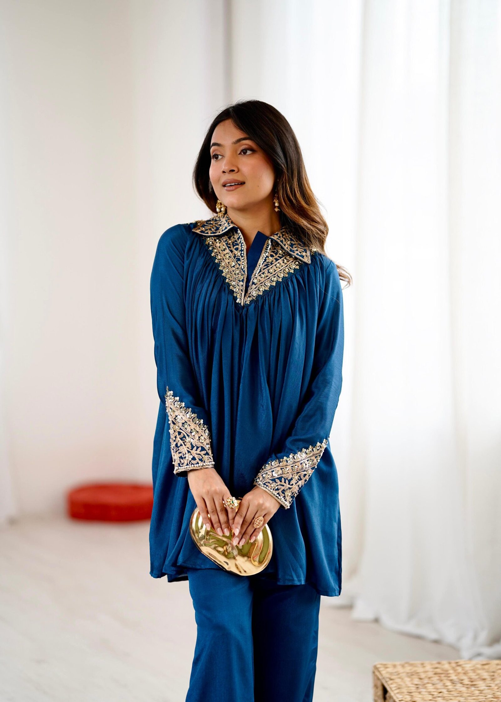 Cord Set for Women – Heavy Chinon Embroidery Sequence Work Top & Plazzo Set (M-XXL)