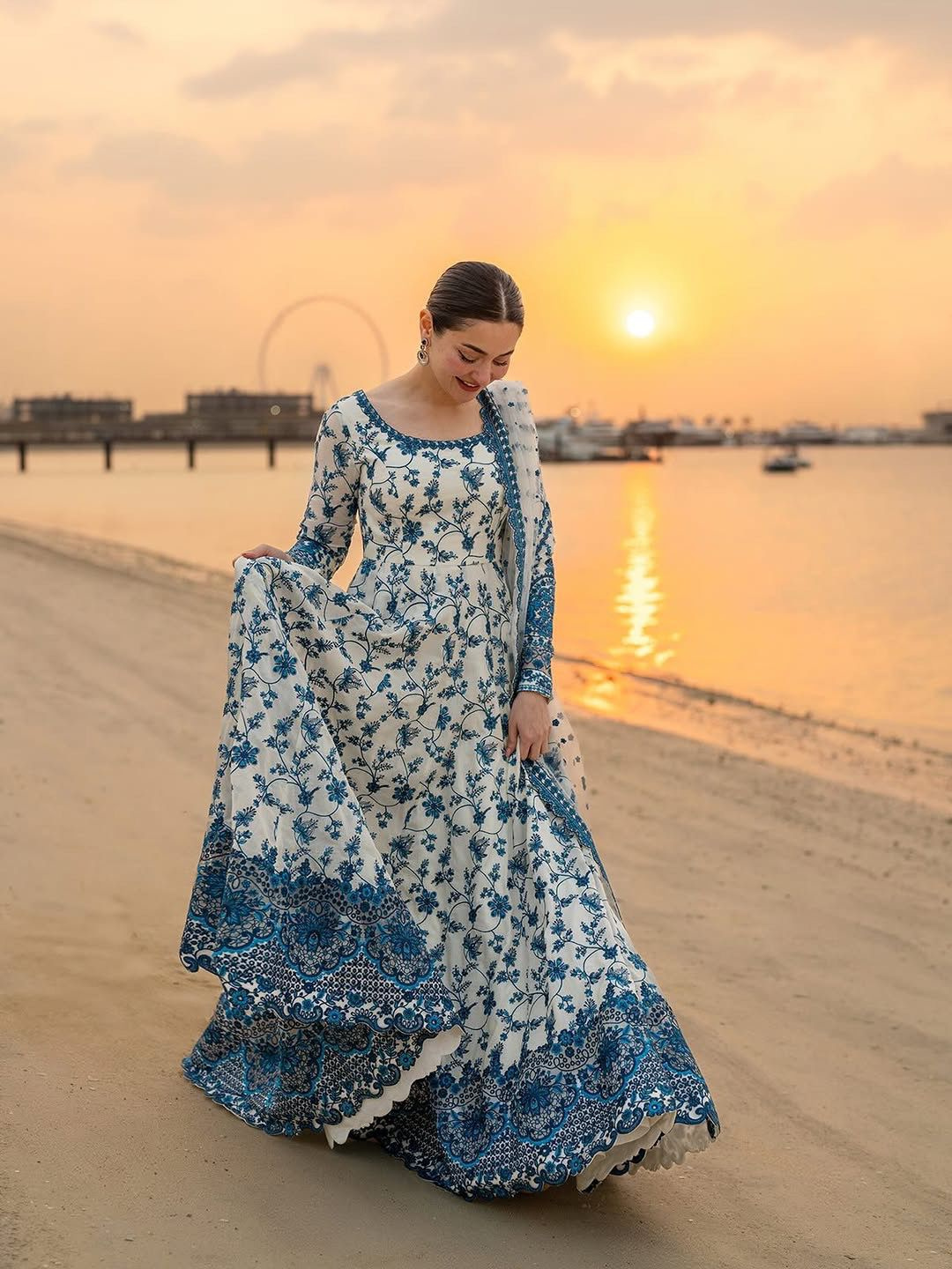 Eye-catching Partywear Outfit - Heavy Faux Georgette Gown, Dupatta & Bottom Set