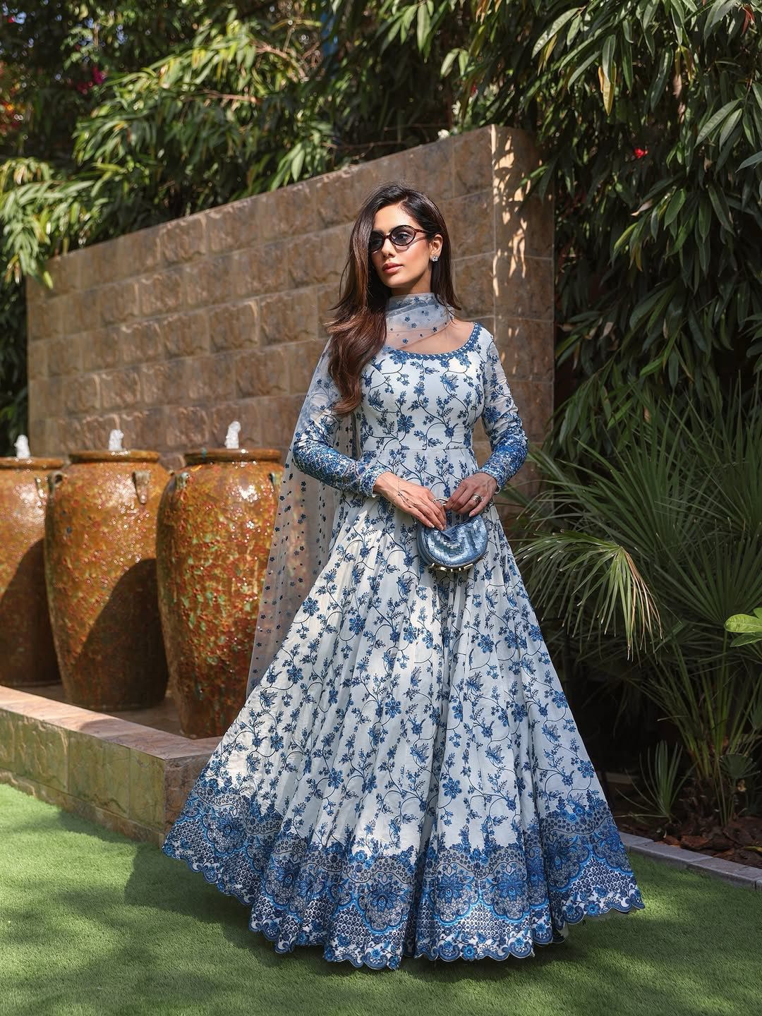 Eye-catching Partywear Outfit - Heavy Faux Georgette Gown, Dupatta & Bottom Set