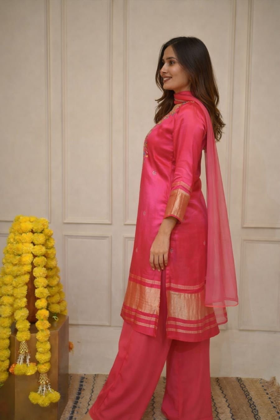 Charming 3 Piece Viscose Silk Embroidered Kurta Set for Women with Chanderi Dupatta - Image 7