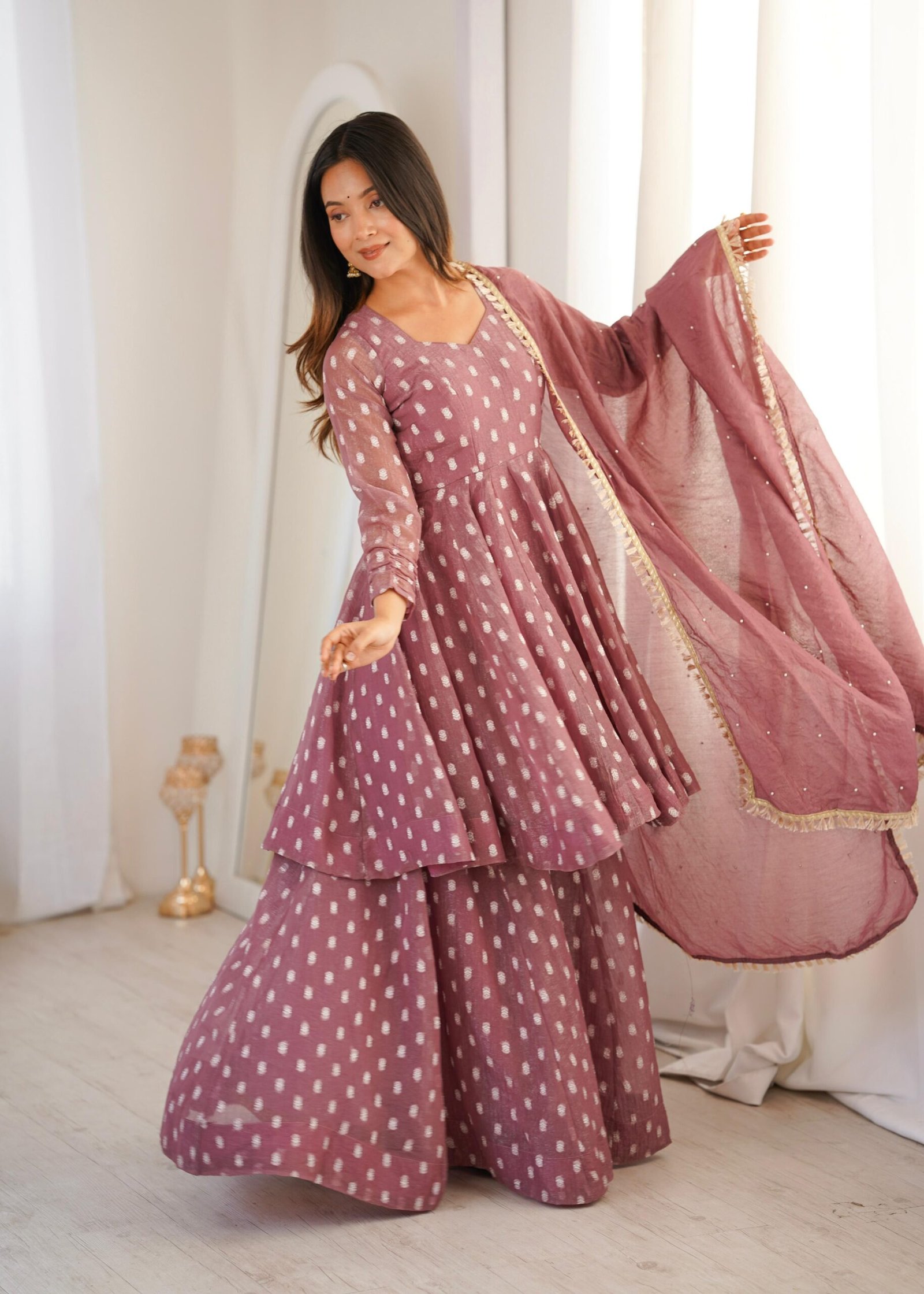 Classy Crunchy Silk Kurta Sharara Set with Dupatta for Women