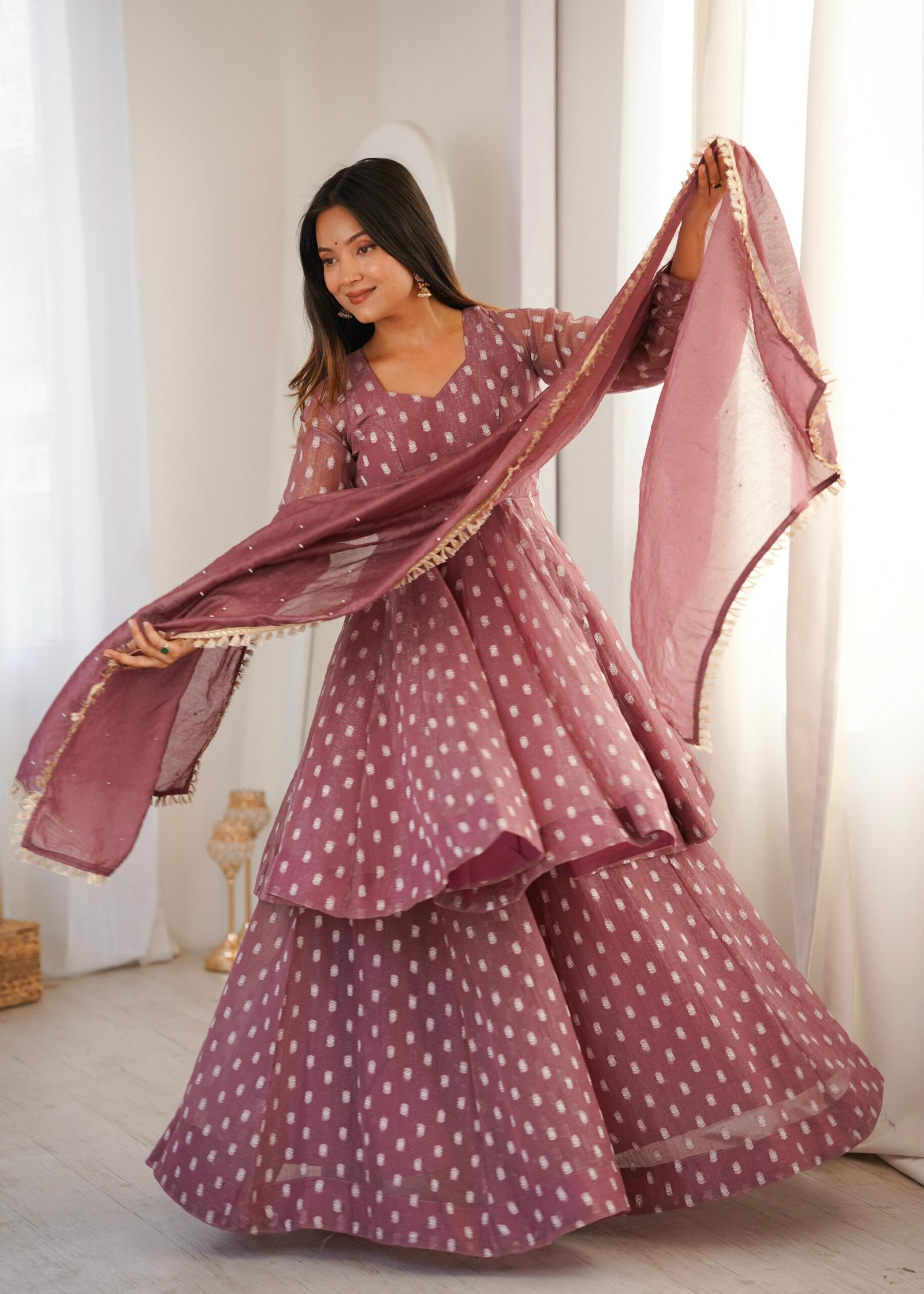 Classy Crunchy Silk Kurta Sharara Set with Dupatta for Women