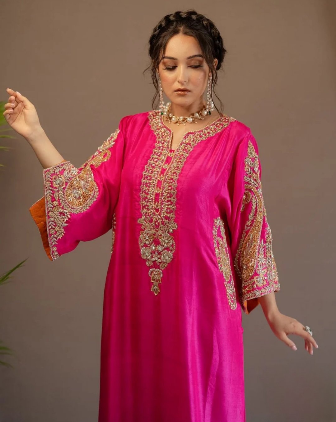 Desi Girl Era Set Elegant Chinon Embroidery Kurti Palazzo Set for Women