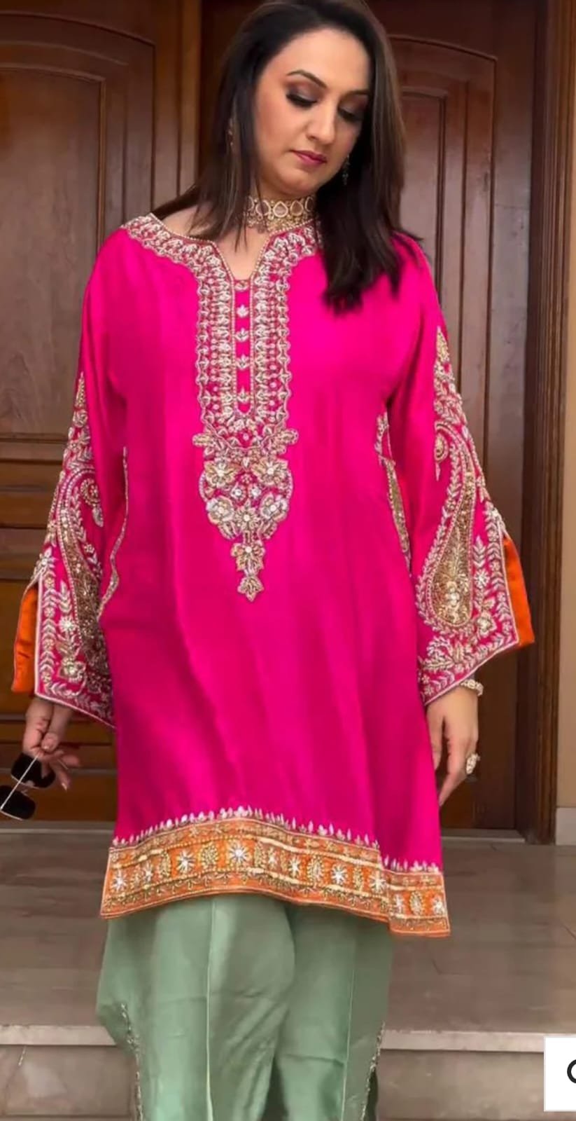 Desi Girl Era Set | Elegant Chinon Embroidery Kurti Palazzo Set for Women - Image 6