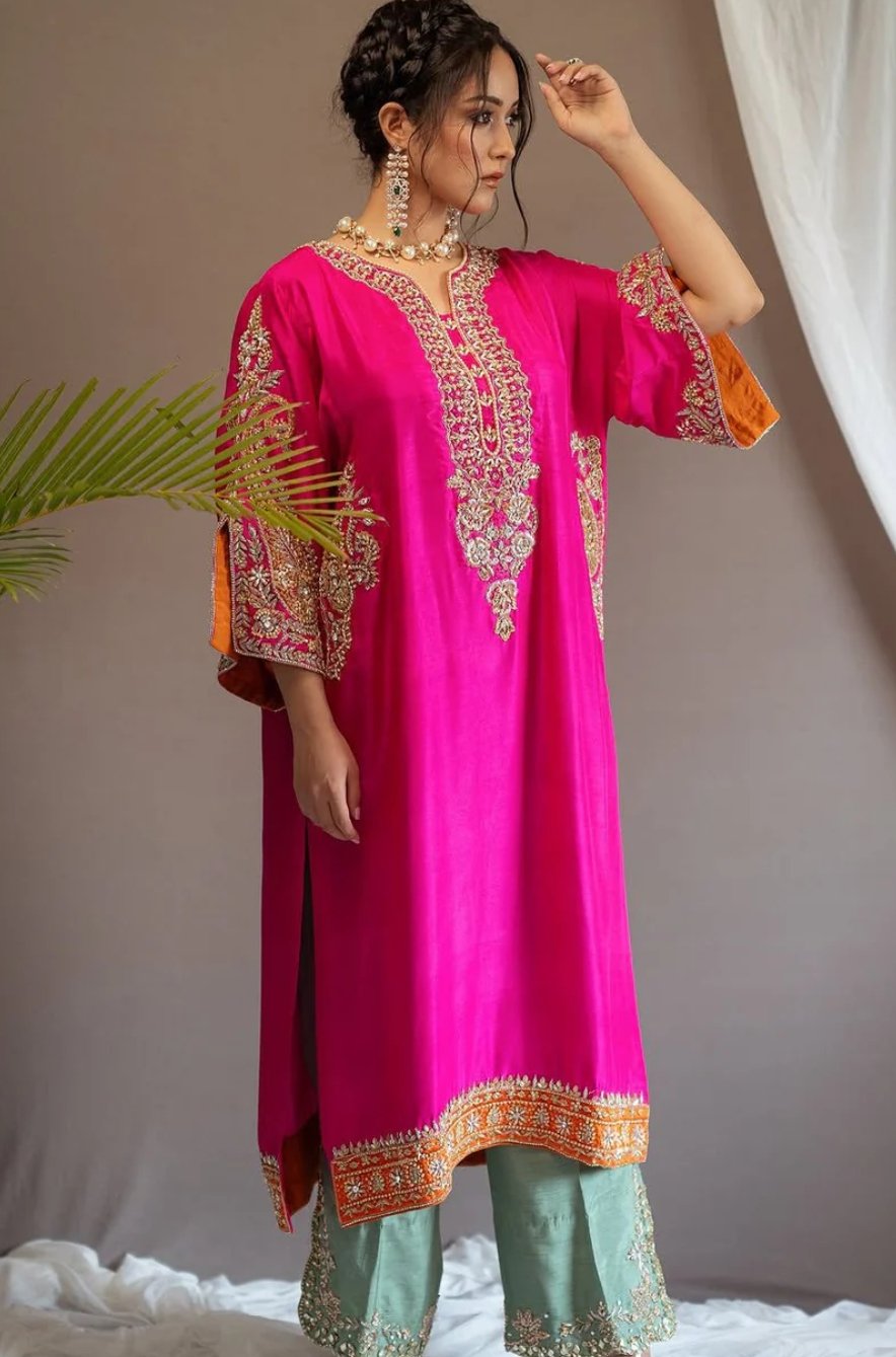 Desi Girl Era Set | Elegant Chinon Embroidery Kurti Palazzo Set for Women - Image 7