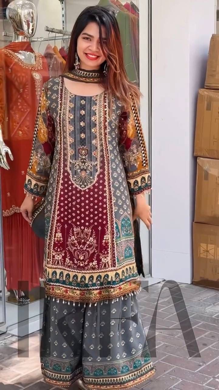 New Designer Faux Georgette Digital Print Hand Work Salwar Suit for Women - Image 6