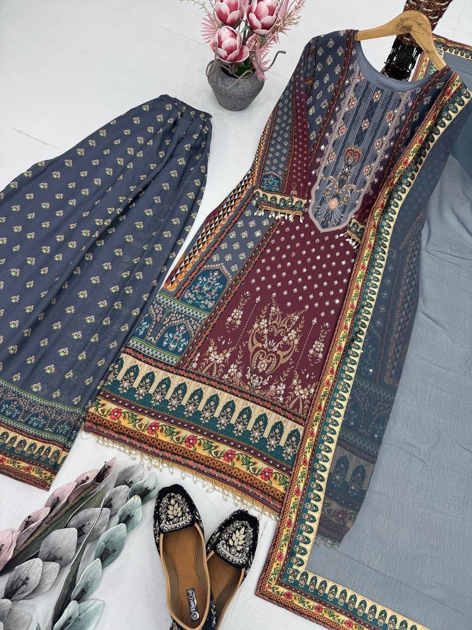 New Designer Faux Georgette Digital Print Hand Work Salwar Suit for Women - Image 2