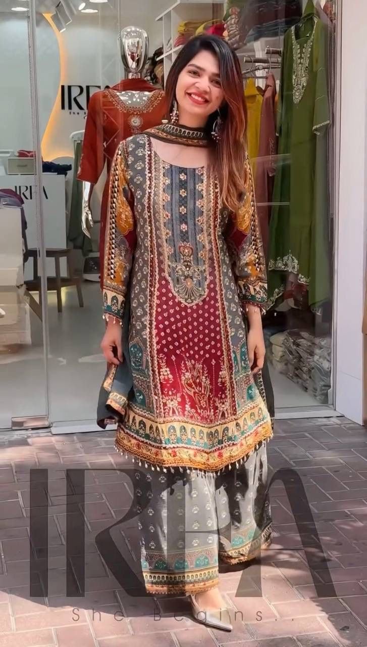 New Designer Faux Georgette Digital Print Hand Work Salwar Suit for Women