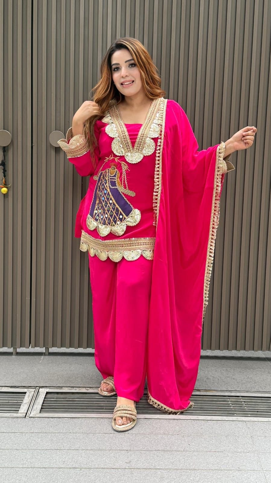Women’s Heavy Crepe Embroidered Sharara Suit Set with Dupatta - Image 17
