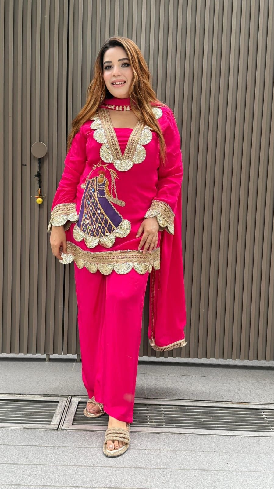 Women’s Heavy Crepe Embroidered Sharara Suit Set with Dupatta - Image 7
