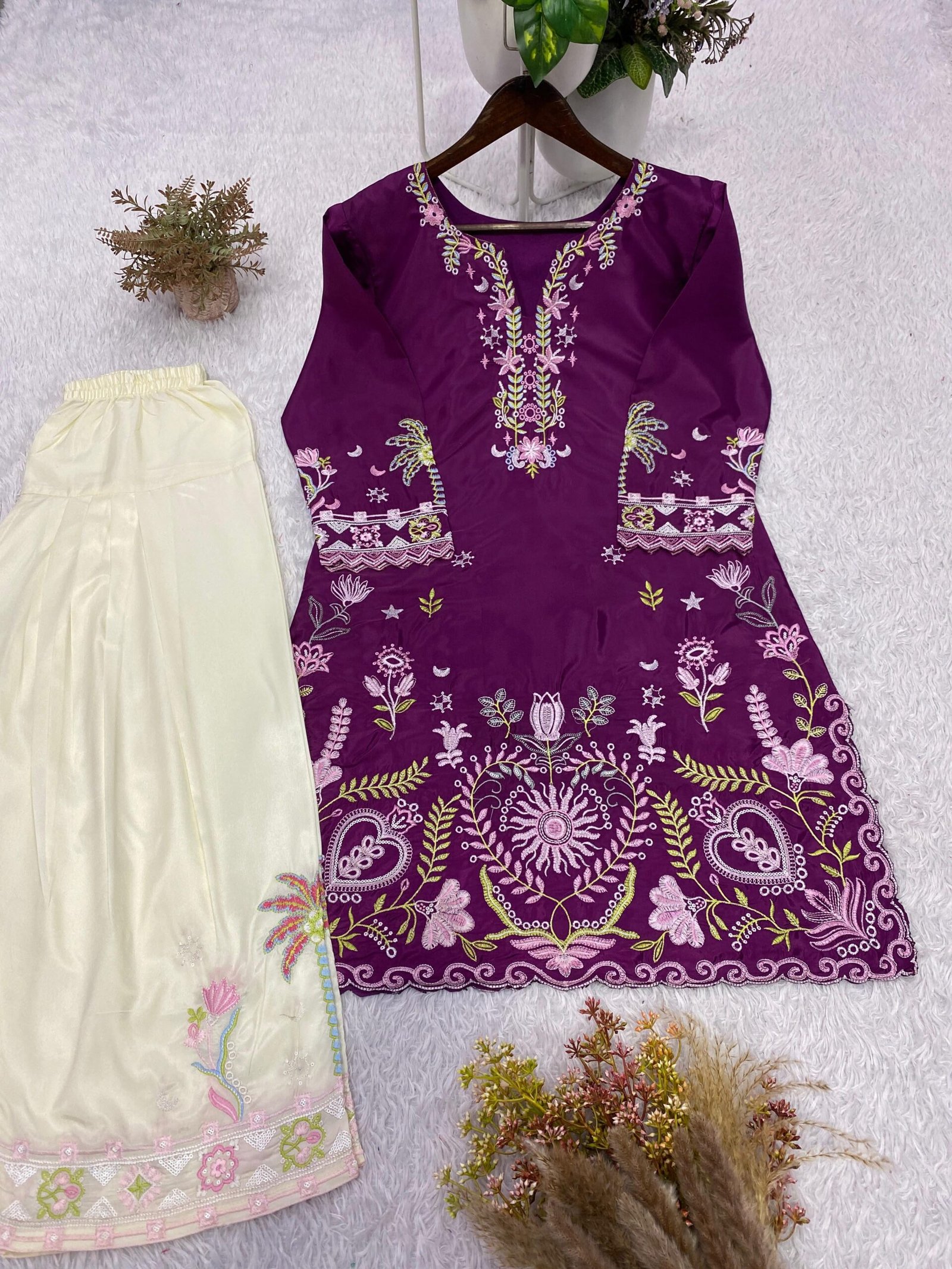 Designer Embroidered French Crepe Co-Ord Set for Women - Image 7