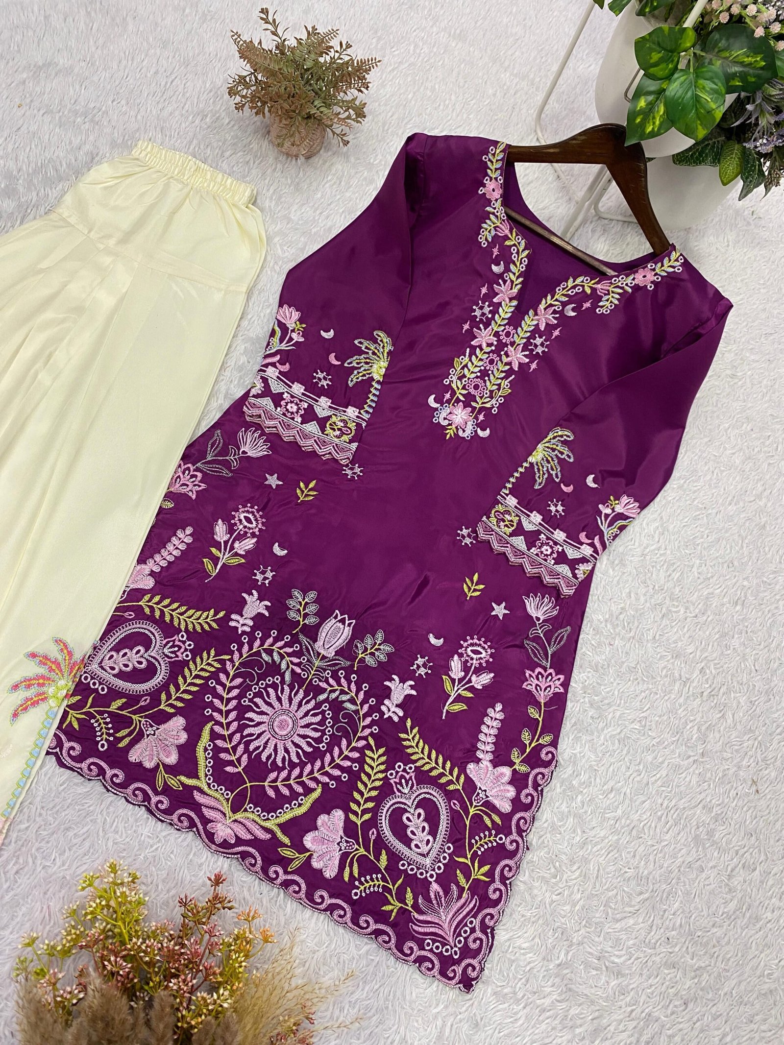 Designer Embroidered French Crepe Co-Ord Set for Women - Image 6