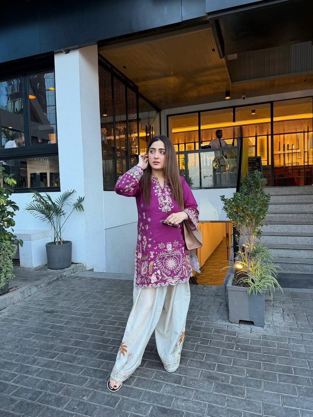 Designer Embroidered French Crepe Co-Ord Set for Women