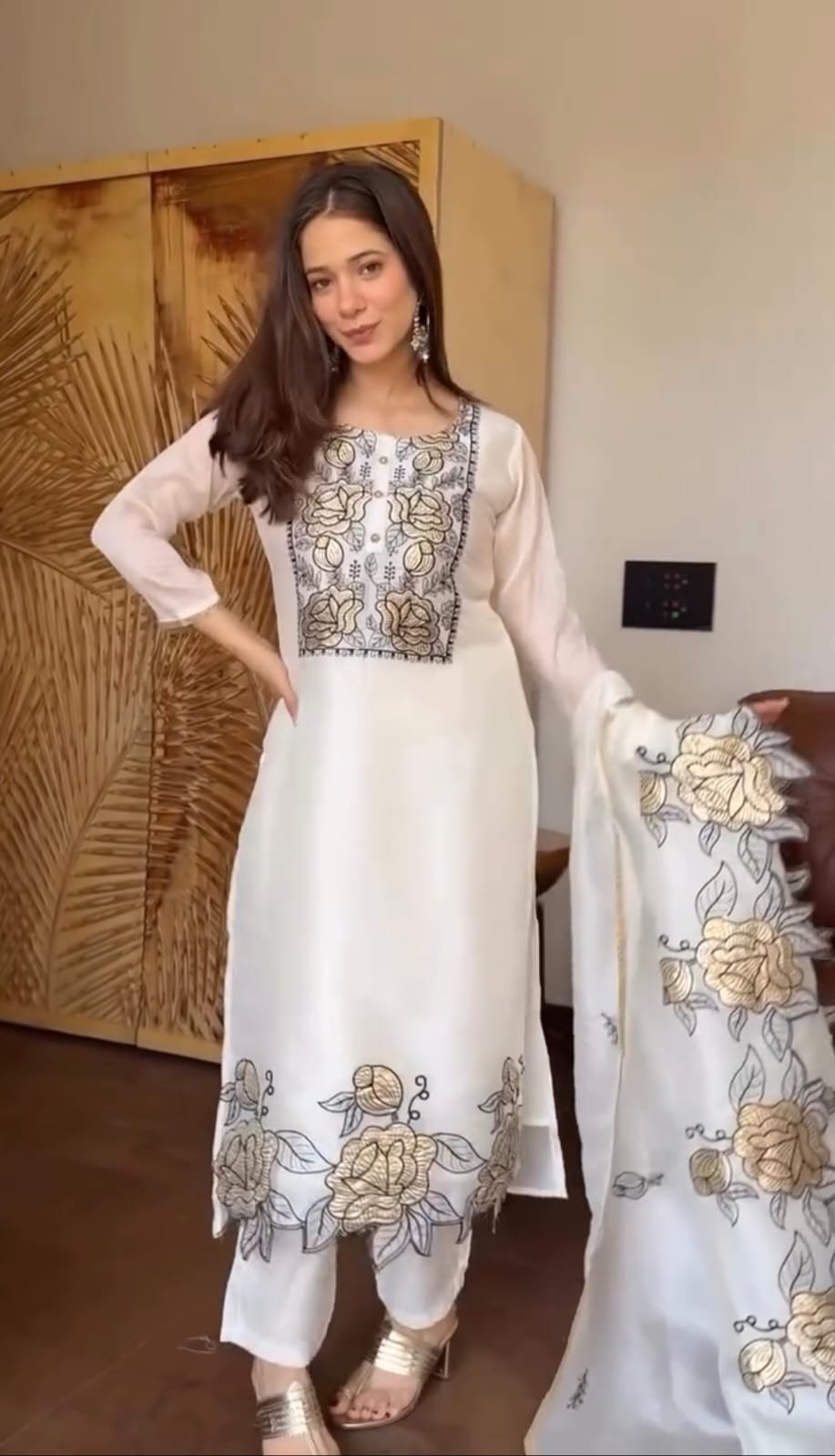 Women’s Jimmy Choo Embroidered Suit Set with Dupatta | Partywear Designer Salwar Suit