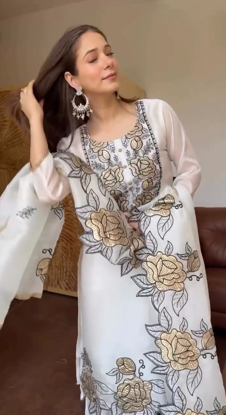 Women’s Jimmy Choo Embroidered Suit Set with Dupatta | Partywear Designer Salwar Suit - Image 5