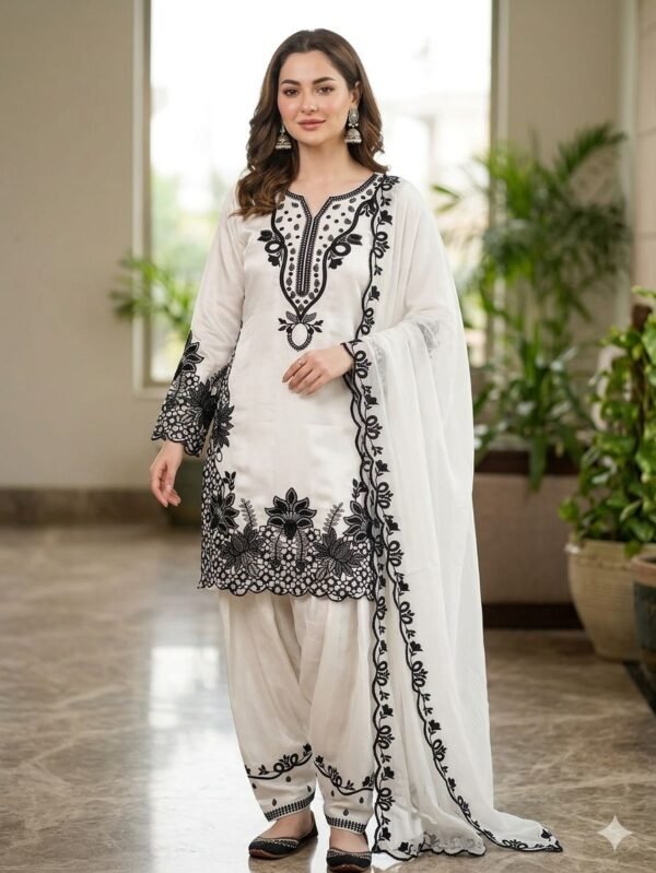 Royal Glass Roman Farshi Salwar Suit with Organza Dupatta