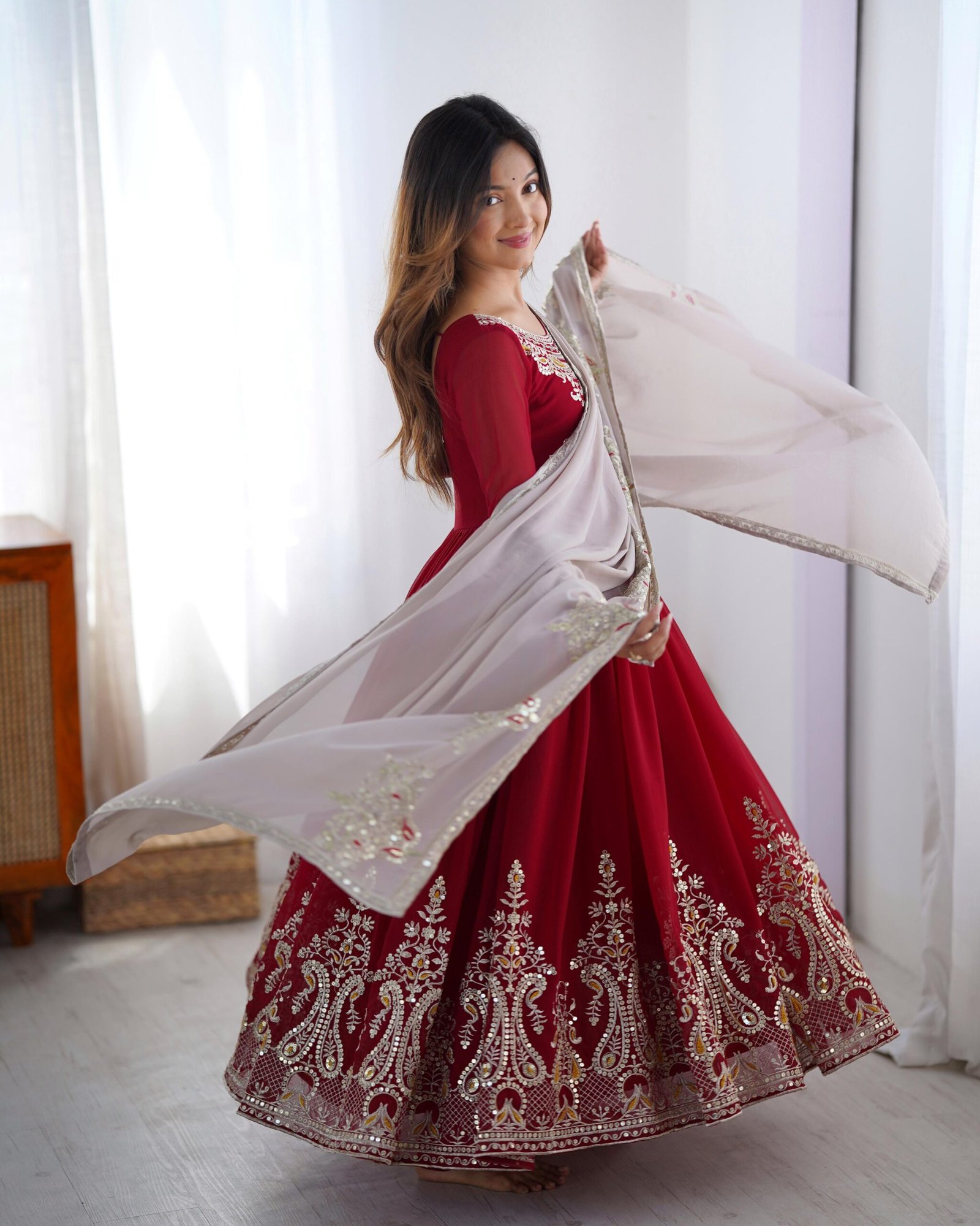 Royal Noor Embroidered Sequence Designer Anarkali Three Piece Set - Image 8