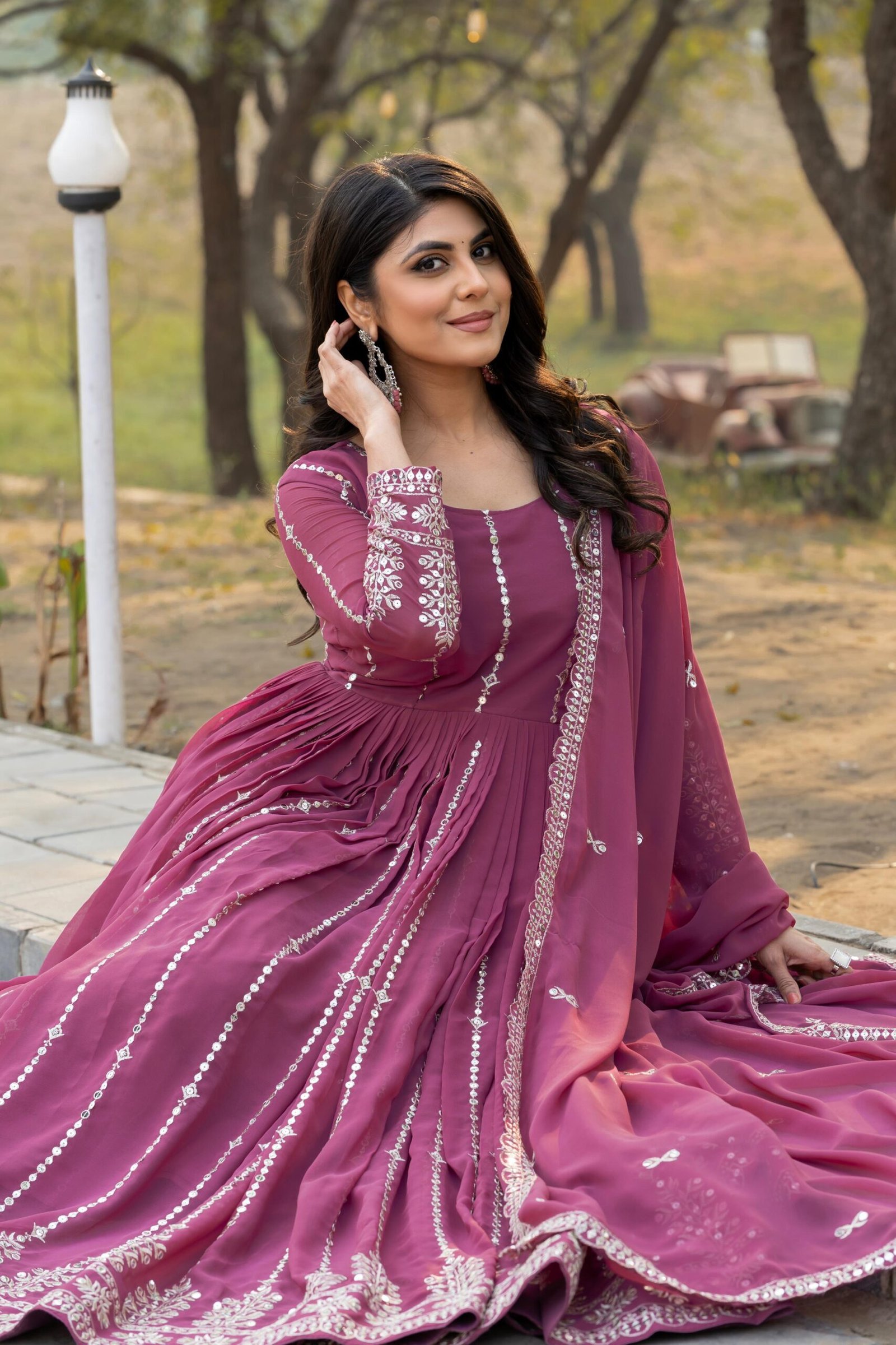 Women’s Fox Georgette Embroidered Gown with Dupatta | Heavy Sequence Work Party Wear Gown - Image 2