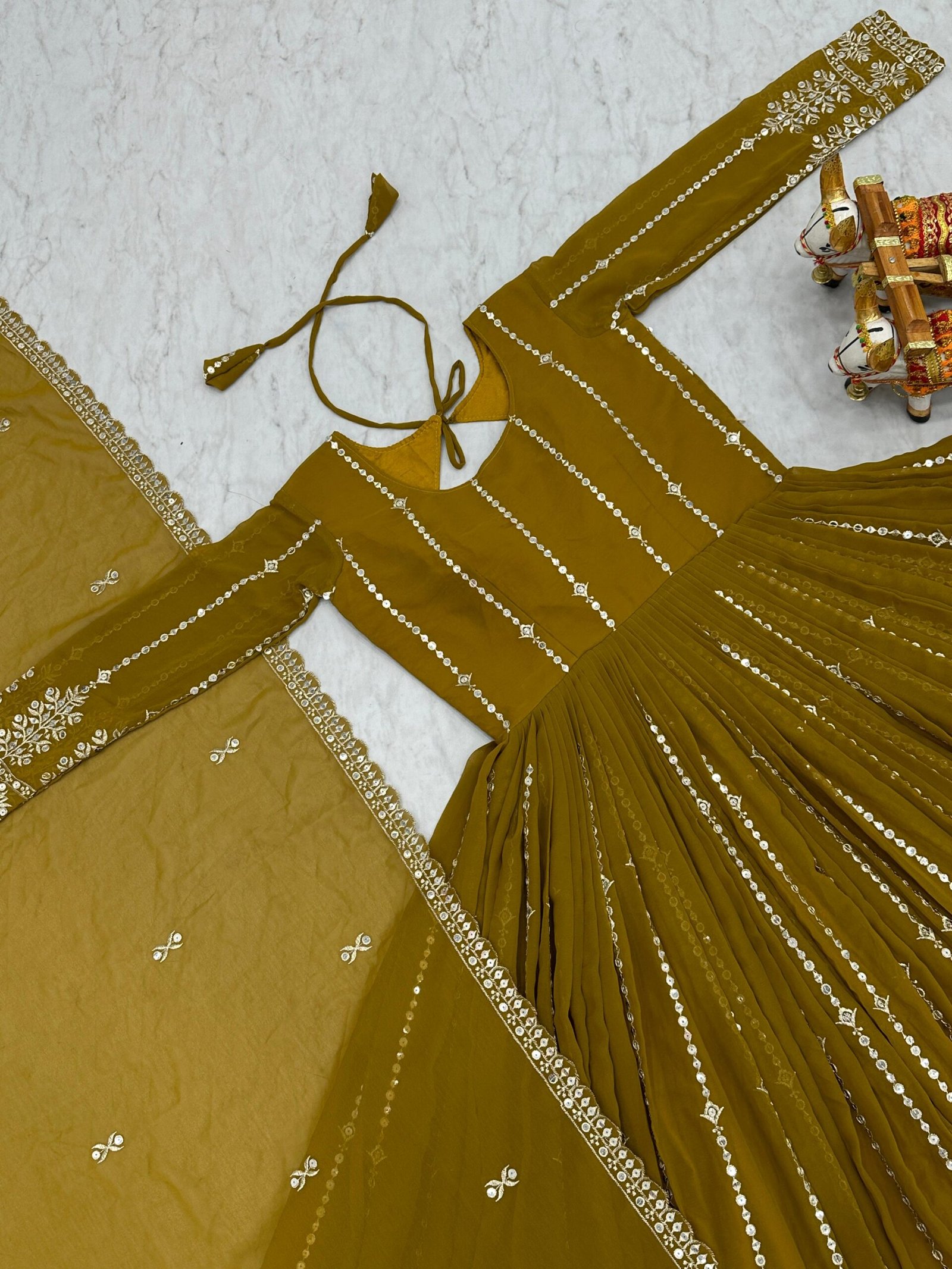 Women’s Fox Georgette Embroidered Gown with Dupatta | Heavy Sequence Work Party Wear Gown - Image 3