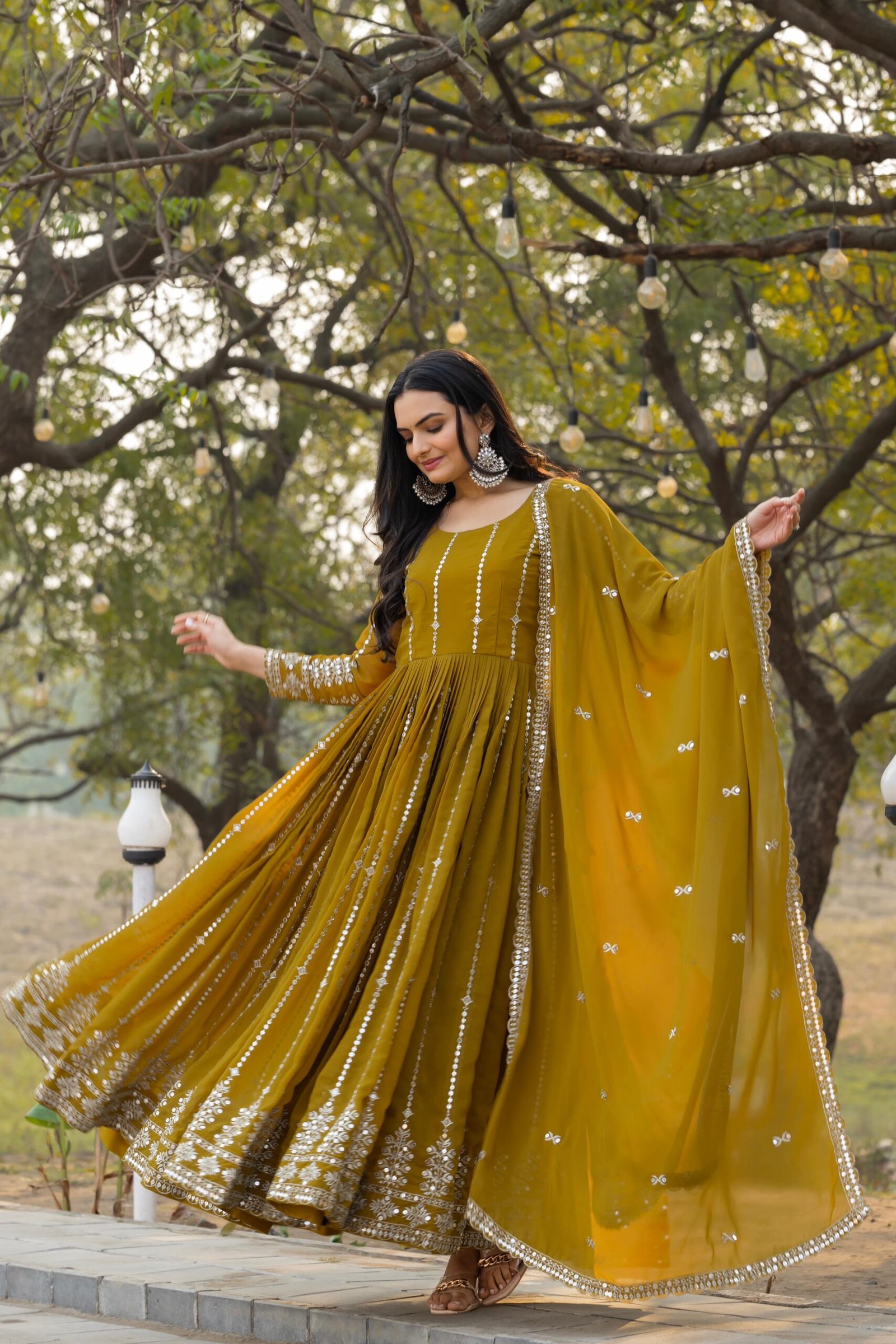 Women’s Fox Georgette Embroidered Gown with Dupatta | Heavy Sequence Work Party Wear Gown - Image 8