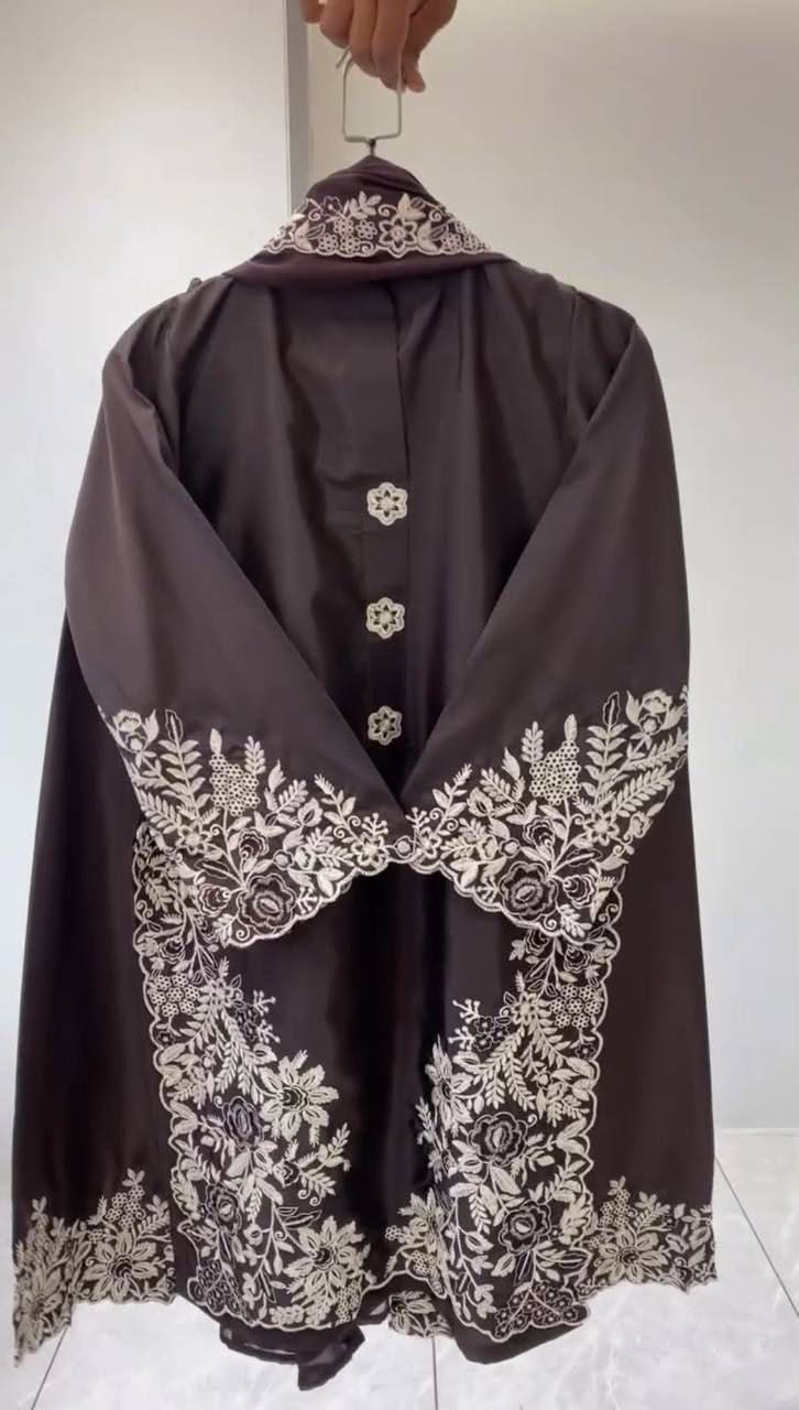 pakistani suit with embroidered worked top, plazzo and dupatta