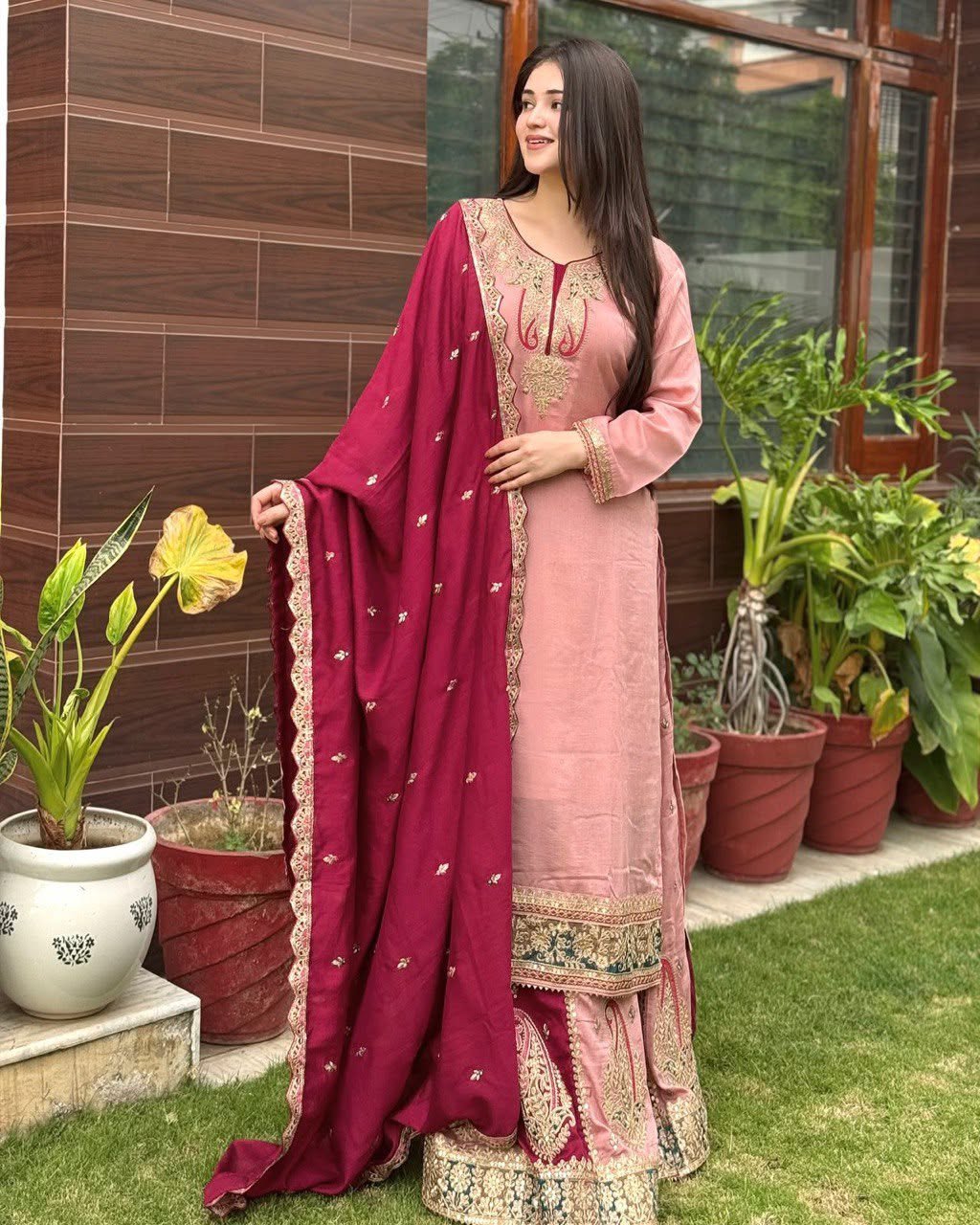 Elegant Fox Georgette Embroidered Kurta Palazzo Set with Dupatta for Women