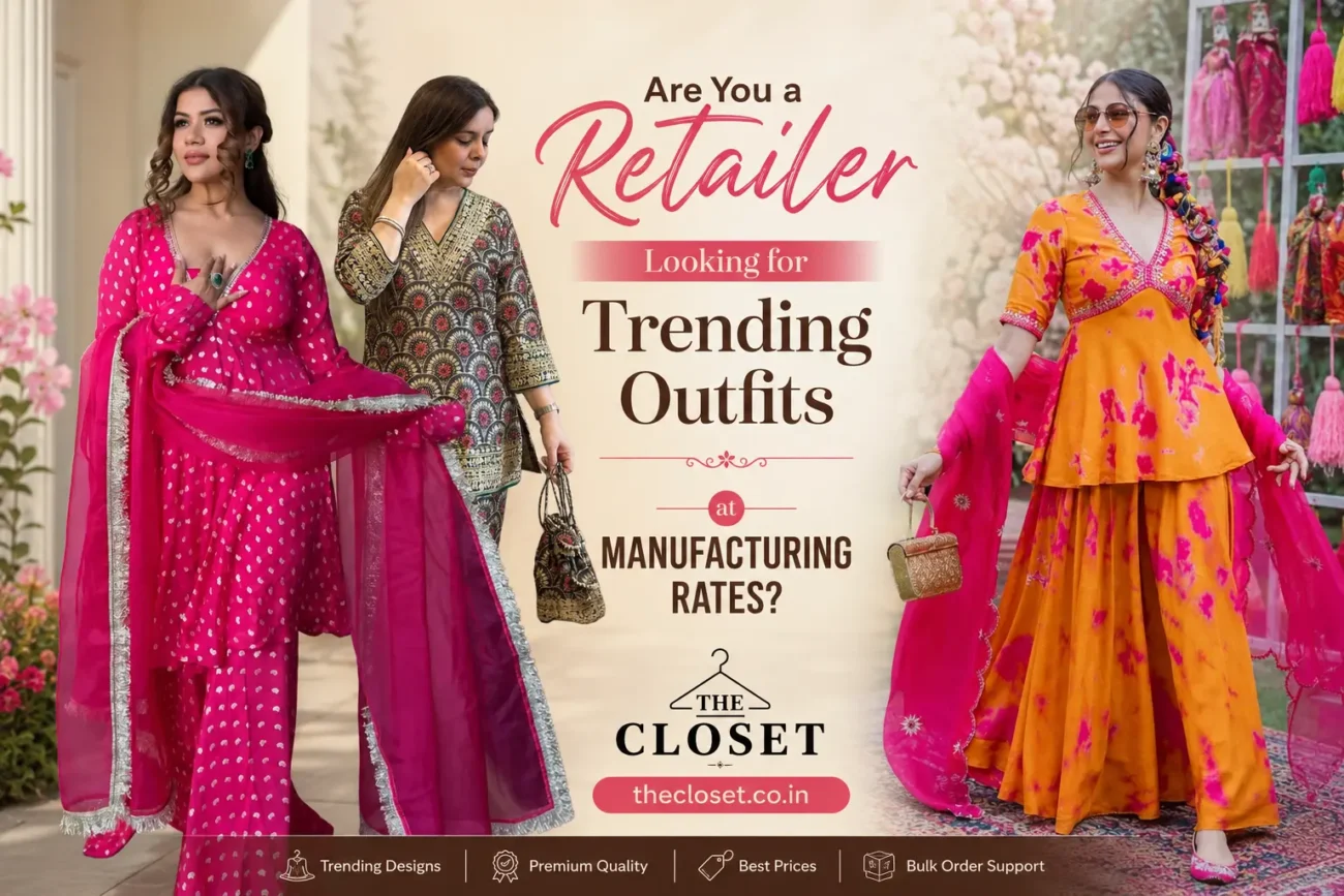 Wholesale ethnic wear India manufactured by The Closet including premium kurtas co-ord sets and festive outfits for retailers.